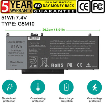 Laptop Battery for Dell Latitude E5450 E5550 E5250 Notebook Laptop 15.6'' G5M10