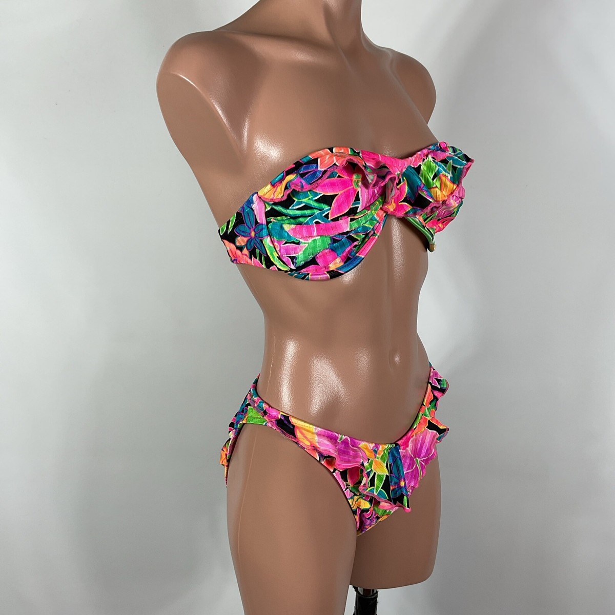 【Amerivintage】swimwear Unique Vintage Plus Size Purple & Orange Bohemian Floral
