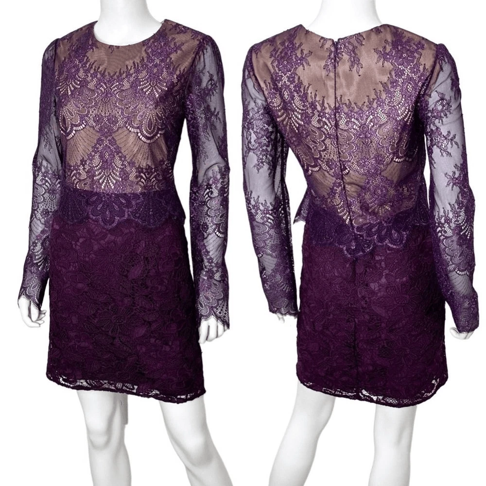 wedding dress vintage lace 1970s Beloved high-neck lace gown, wedding dress, sz. S main image 0