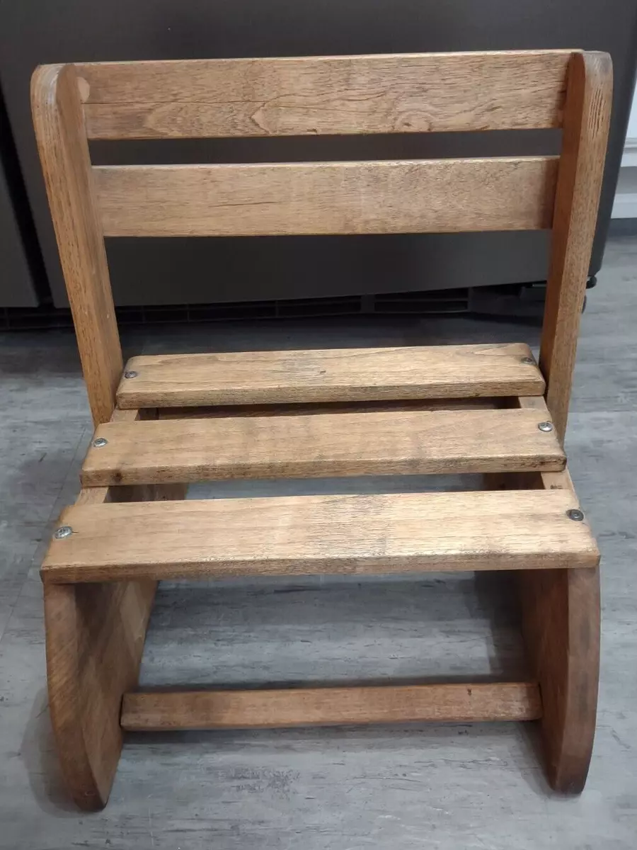 Vintage Children s Wooden Chair Step Stool Combo Sit and Stand eBay