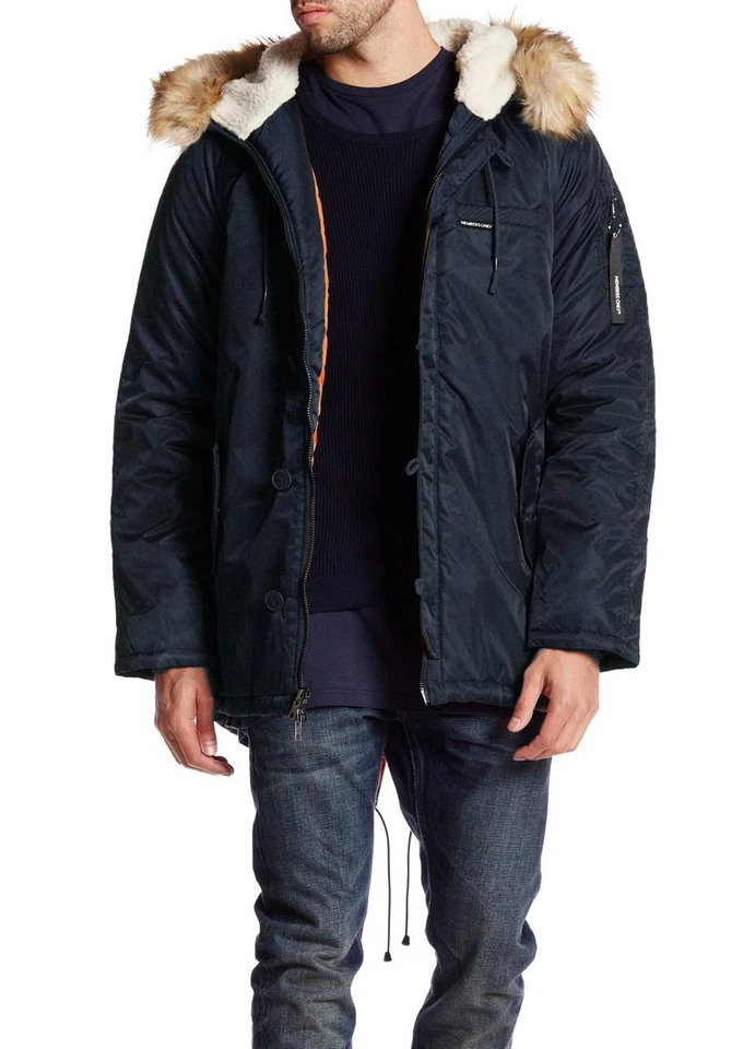 MEMBERS ONLY Men's Navy Military Hooded Long Parka Sz XL $215 NEW - Image 3 of 3