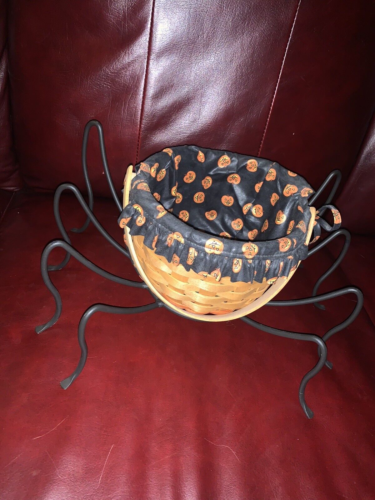 longaberger halloween basket with iron spider legs.