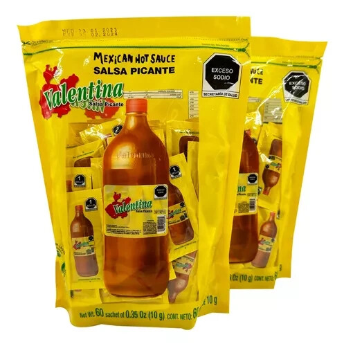 Valentina Salsa Picante Mexicana 60 Paquetes Individuales. Salsa Valentina. - Imagen 1 de 2
