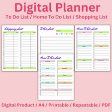 Digital | To Do List, Home, Shopping Goodnotes iPad Planner Digital Journal Pdf