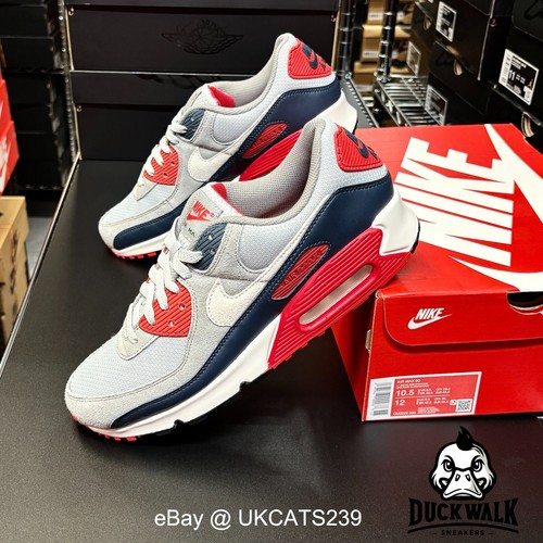 Nike Air Max 90 Shoes "USA" Smoke Grey Navy Fire Red DM0029-005 Men’s Multi Size