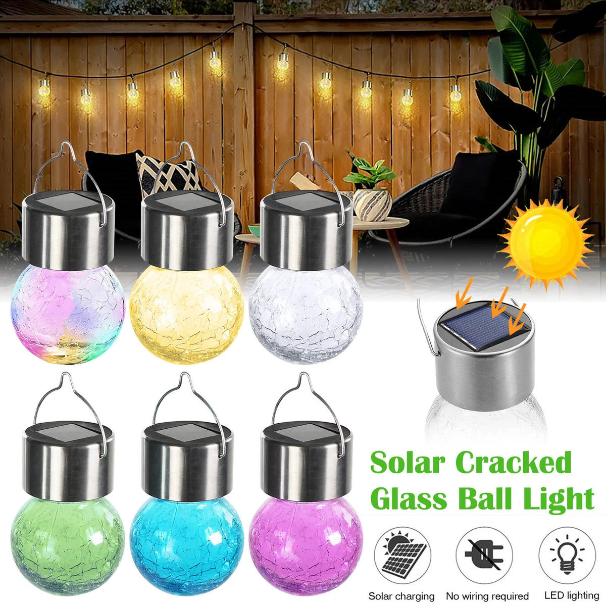 Hanging crackle sale ball solar lights