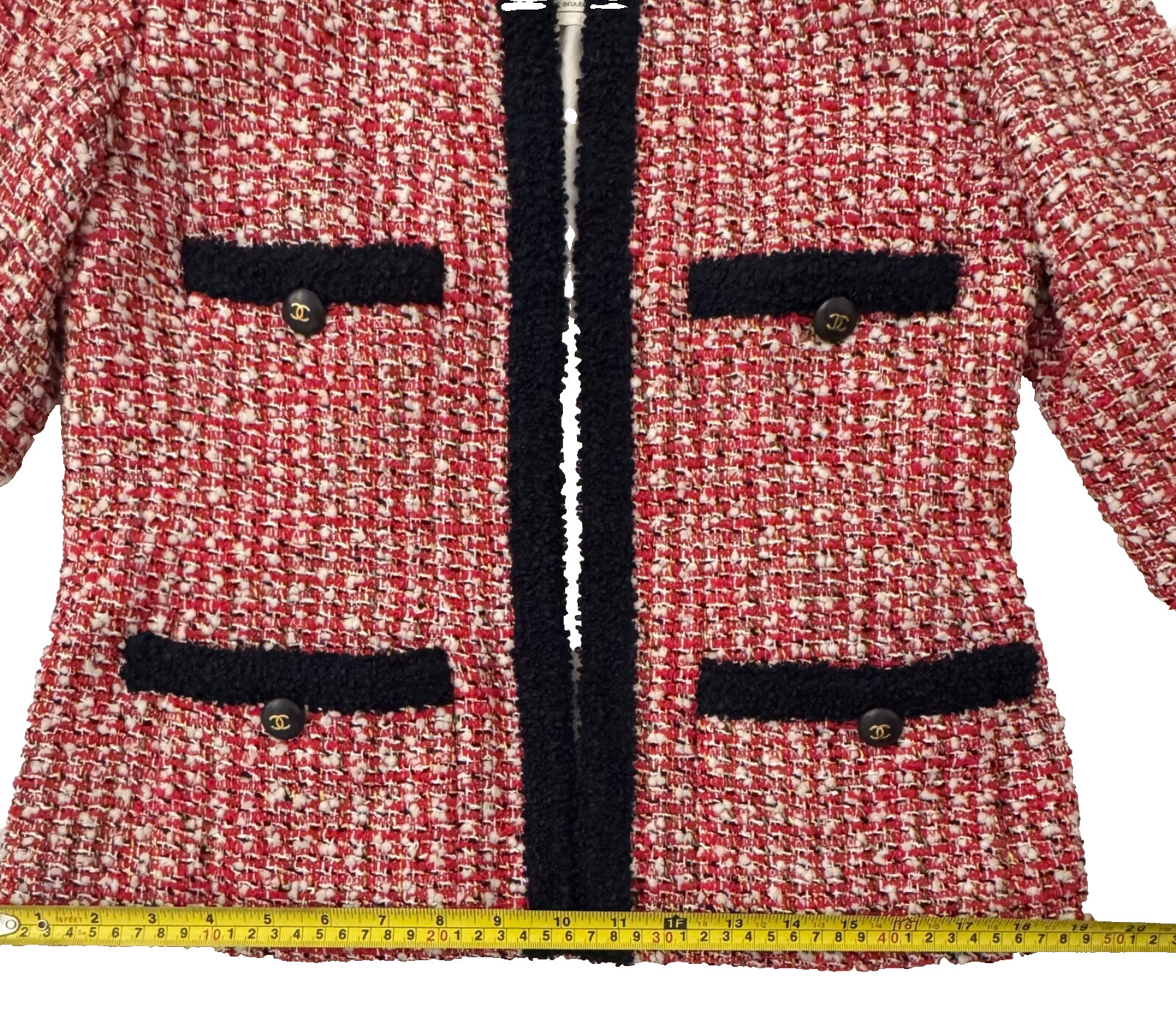 Chanel Jacket 40 Chanel Boutique 1995 Runway Tweed Jacket Red Navy Rare thumbnail 13