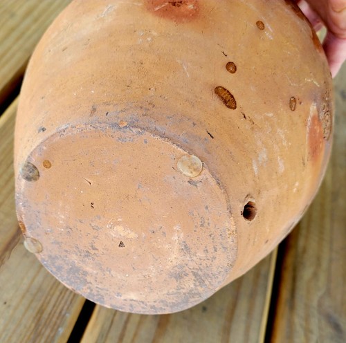 Pottery Terracotta STORAGE JAR Half Glaze No Signature Double Handle Old Vessel - Picture 5 of 17