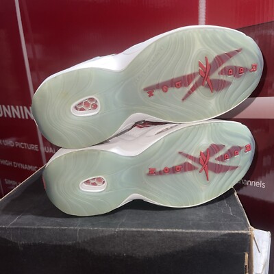 REEBOK QUESTION MID ANSWER ALLEN IVERSON WHITE PEARLIZED RED TOE