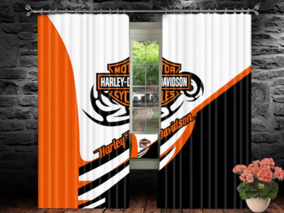 Legendary Harley Davidson Window Curtains, New Design Style for Fans Motorcycles