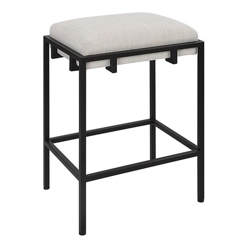 Uttermost Paradox 27" Contemporary Iron and Fabric Counter Stool in Black/White - Picture 1 of 6