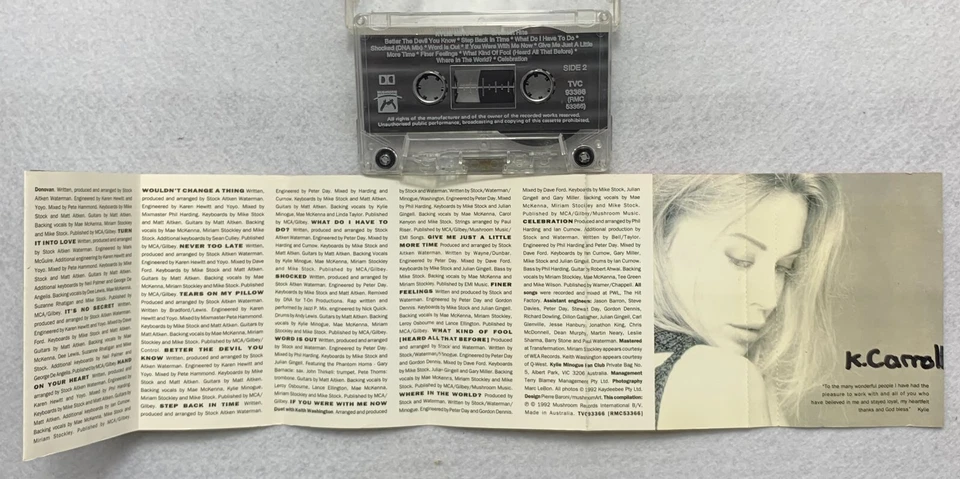 Kylie – Greatest Hits, AUS Cassette - Mushroom Records - Image 3 of 4