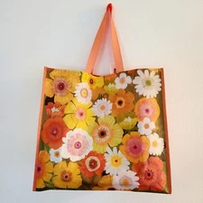 Shopping Tote Bag Floral Flowers Orange Yellow White Pink TJMaxx TJ Maxx New 