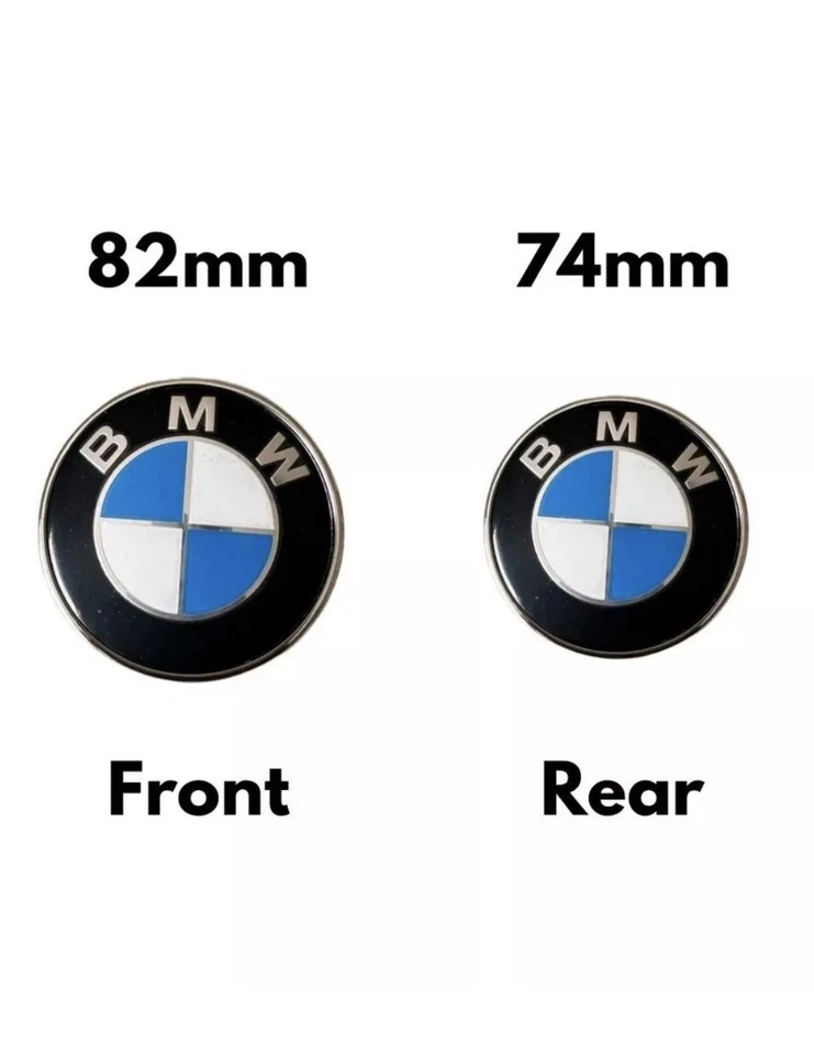 2PCS Front Hood & Rear Trunk FOR BMW Badge Emblem (82mm & 74mm) NEW Logo Foto 2 de 4