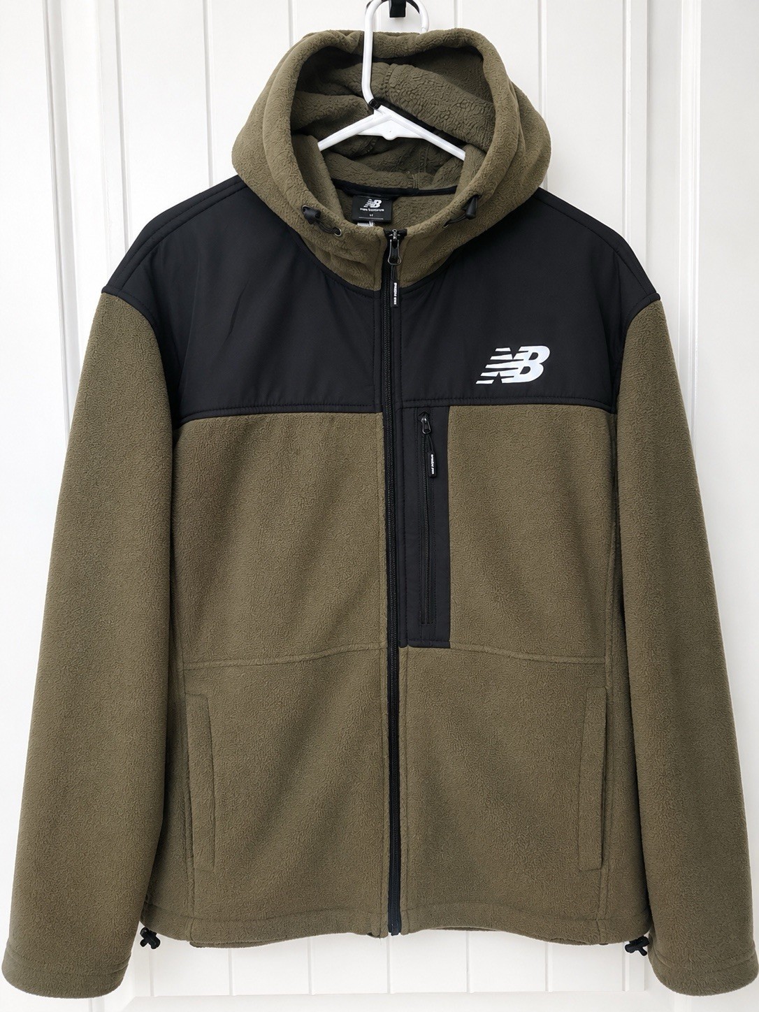 New Balance Fleece Hoodie Jacket Men’s Size Large Olive Green Full Zip
