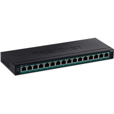 TRENDnet 16-Port Gigabit PoE Switch, TPE-TG160H, 123W PoE 16-Port, Black
