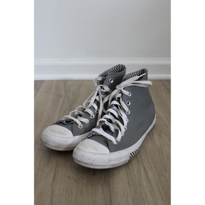 Converse Chuck Taylor All Star High Top Gray Leather Chevron Sneakers 566130C 9