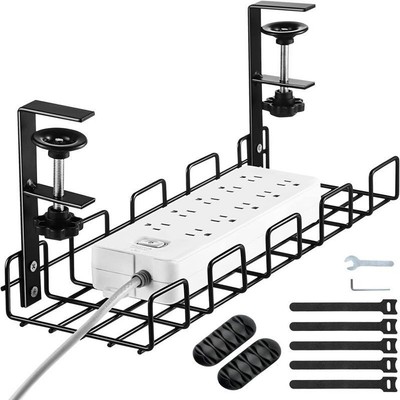 Under Desk Cable Management No-Drill Cable Basket Wire Cable Tray Storage Rack