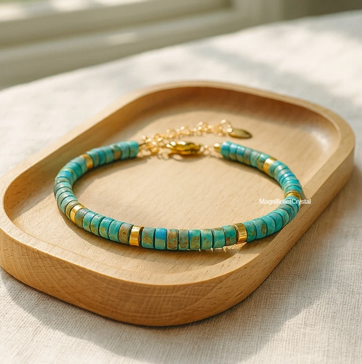 Pulsera Piedra Turquesa Azul Natural Sanación Reiki Mujer Joyería Regalos de Navidad Foto 2 de 4