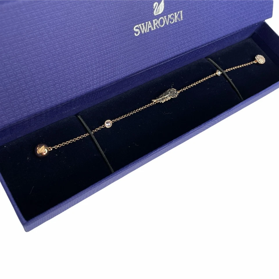 Swarovski Remix Collection Feather Strand Bracelet Black, Rose-gold tone plated - Image 3 of 4