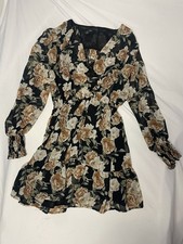 Forever 21 Dress Sheer Floral Long Sleeves Short Med