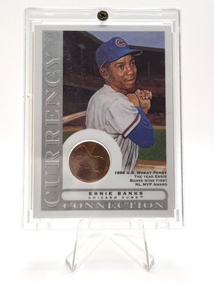 Ernie Banks 2003 Topps Gallery Currency Connection #CC-EB w/ 1958 Wheat Penny