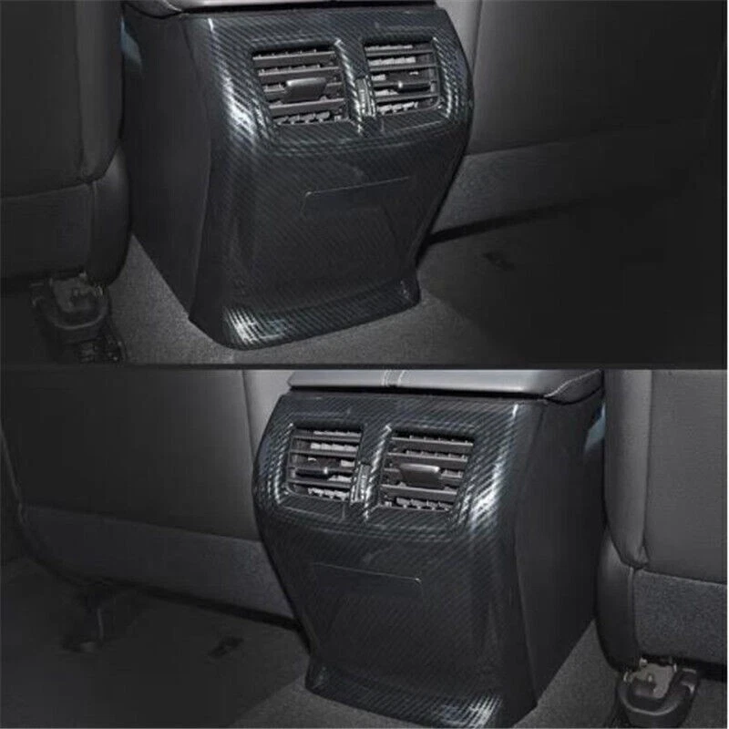 Cubierta de ventilación de salida de aire reposabrazos trasero de fibra de carbono negro para Acura TLX 2015-22 Foto 3 de 4
