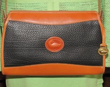 Vintage Dooney  Bourke Crossbody Bag Top Zip Pebbled Leather Black/Brown NICE 