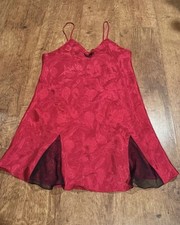 Vintage 90s Victorias Secret Gold Label Red Slip Dress Nightgown Sz S