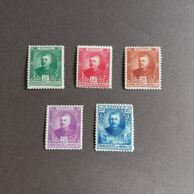 MONACO 1923 / BILDNISSE PRINZ LUDWIG II., SERIE VON 5 VOLLSTÄNDIGEN WERTEN POSTFRISCH **