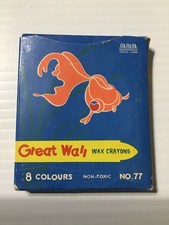 Vintage Great Wall Wax Crayons, 8 Colours Non-toxic, No. 77 Made in China