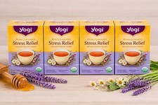 Yogi Honey Lavender Stress Relief Herbal Tea Organic USDA 4 Pack