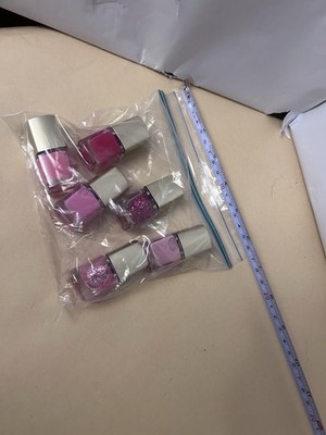 6 Small Nail Polishes some used variations of pink unk amount used