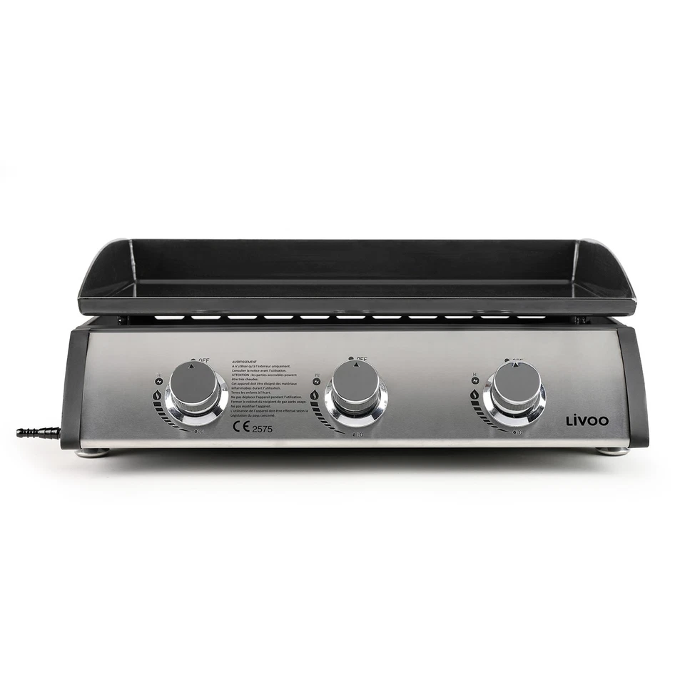 Barbecue à gaz LIVOO DOC277 7 5kW 61x38 cm 3 brûleurs