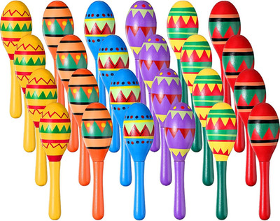 48 Pcs Mini Mexican Fiesta Wooden Maracas Bulk Wood Maracas for Kids Noisemaker