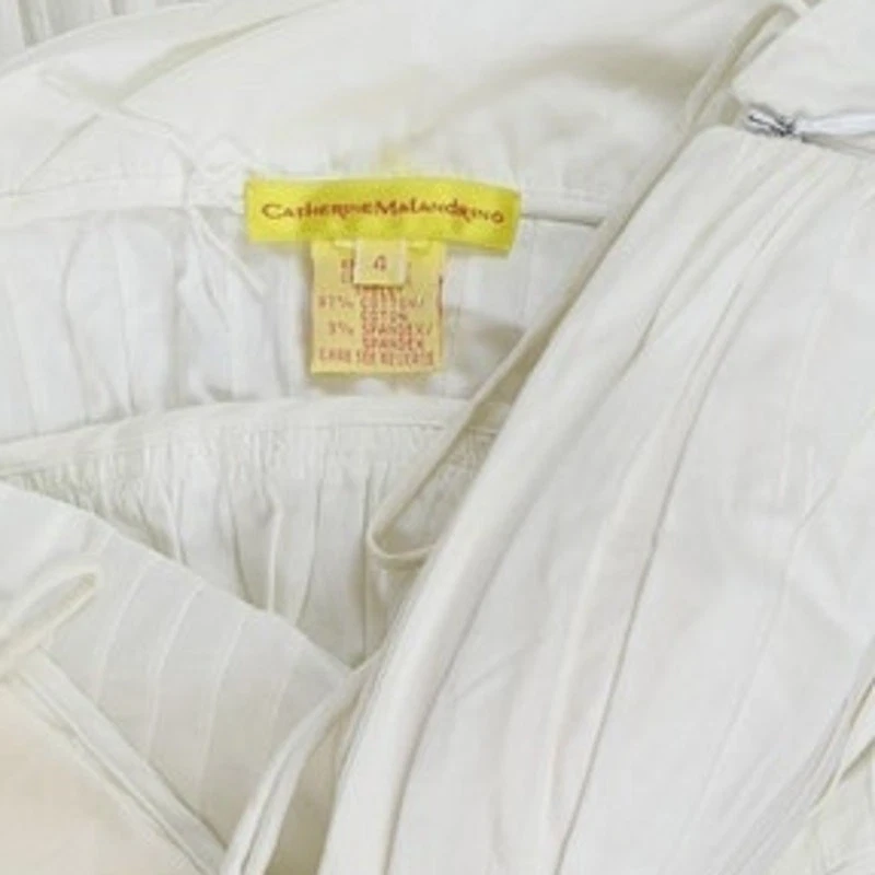 Catherine Malandrino White A-Line Dress UK Size 4 Excellent HW - Image 3 of 4