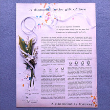 1965 De Beers Diamond Buyer's Guide Vintage Print Ad Original Magazine Advert