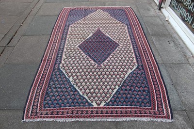 Feiner Vintage traditioneller handgefertigter orientalischer Kelim wollweiß schwarz 220x129cm