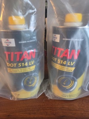 2 Pack FUCHS TITAN DOT 514 LV Brake Fluid 1L Cans Low Viscosity ESP ABS DOT 3/4