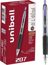 Uni-ball Signo 207 Gel Pen 12 Pack, 0.7mm Medium Purple Pens, Gel Ink Pens Offic