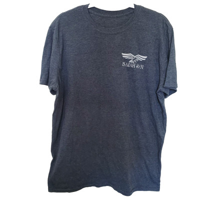 Isaiah 40:31 Verse Mount Up with Wings As Eagles Short Sleeve T-Shirt Sz L Gray