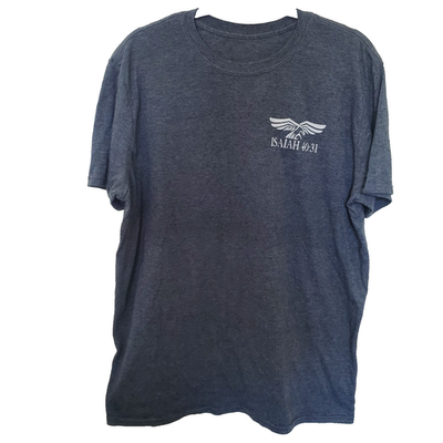 #ad Isaiah 40:31 Verse Mount Up with Wings As Eagles Short Sleeve T Shirt Sz L Gray $19.19