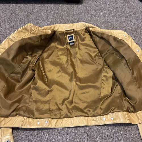 RARE Gap Vintage Fall 2000 Beige Leather Jacket Sz M Women - Picture 8 of 10