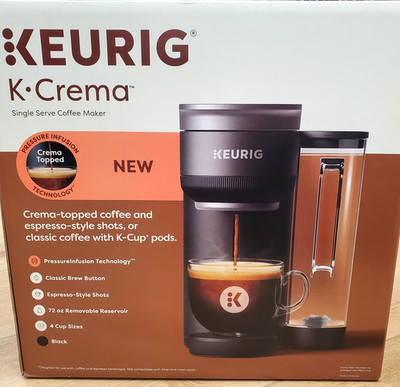 New Keurig K Crema Single Serve Coffee Maker K91 Black 4 Cup Sizes