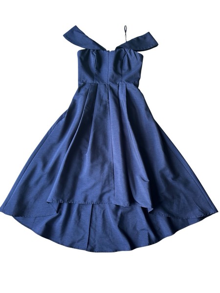 Collection Women’s Navy Formal Dress Size 8 Off Shoulder Hi Low Fit & Flare Midi