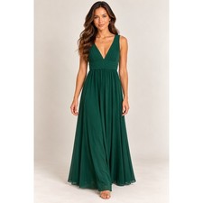 Lulus Heavenly Hues Forest Green Maxi Dress Boho Formal Gown Small
