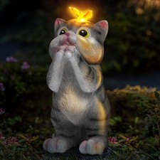 Solar Garden Decor Outdoor Statues Cat - Lawn Decor Statue for Patio, Balcony...