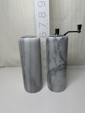 VTG. Marble Salt & Pepper Shaker Set Gray & White VG Condition