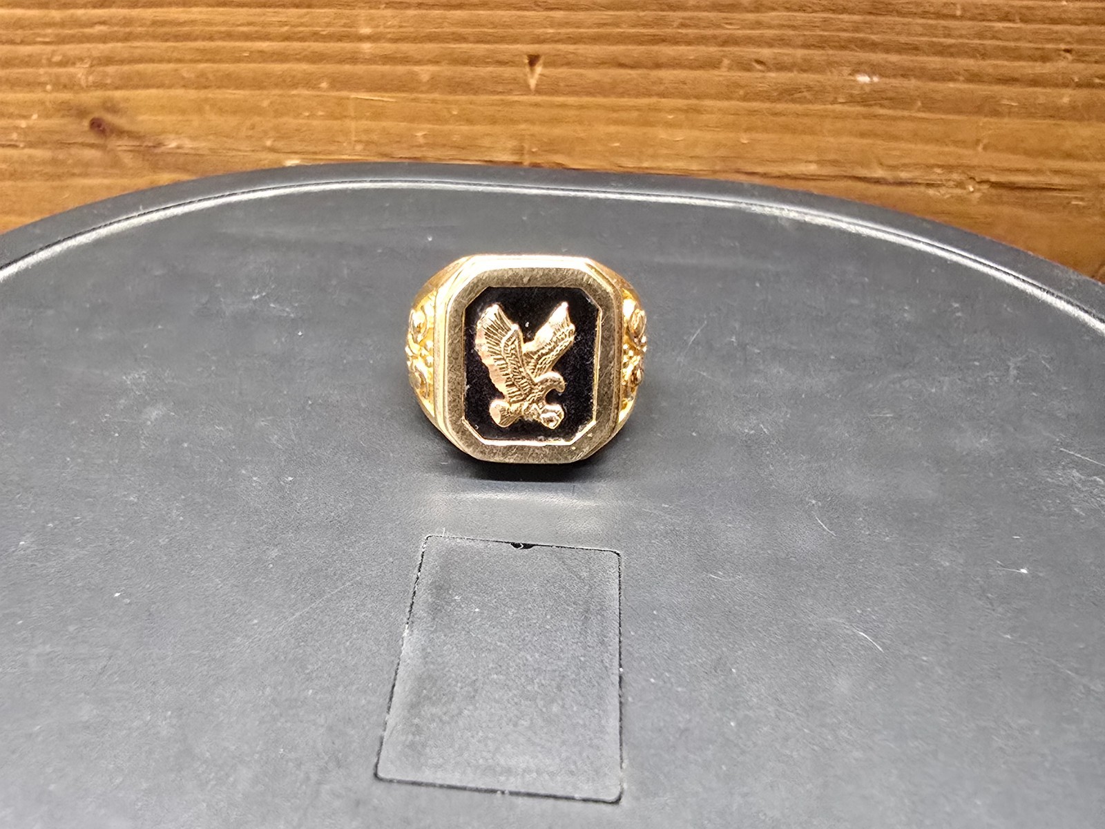 Vintage  Solid Gold 10k Solid Gold Eagle Black On… - image 1