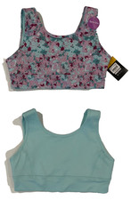 NEW GIRL'S SIZE LARGE ATHLETIC WORKS 2 PACK SPORTS BRAS BAND 24" Pretty